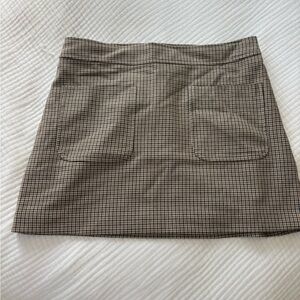 Aritzia Wilfred size 6 Classic Brown Check Mini Skirt